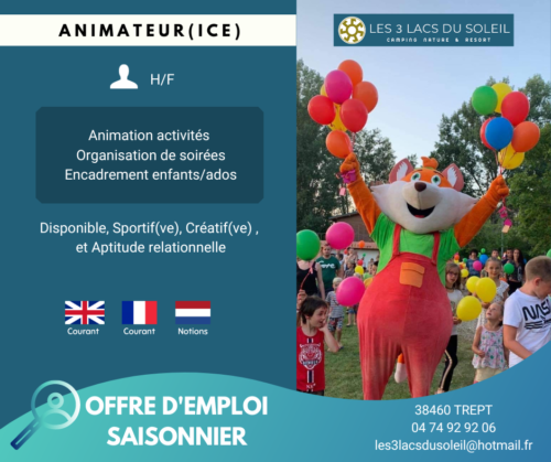 Vacature - Camping les 3 Lacs du Soleil zoekt animatoren voor het seizoen 2023