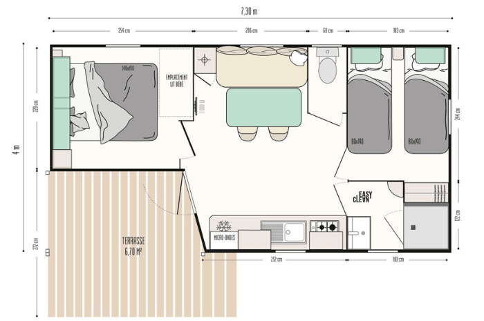 Mobil-home LOGGIA COMPACT - 4 personnes - 2 chambres - Camping en Isère